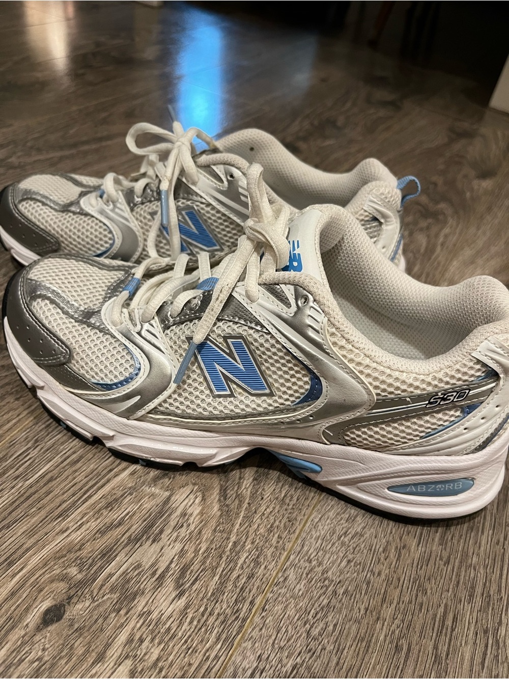 New Balance White Silver Blue 530 Athletic Sneakers
